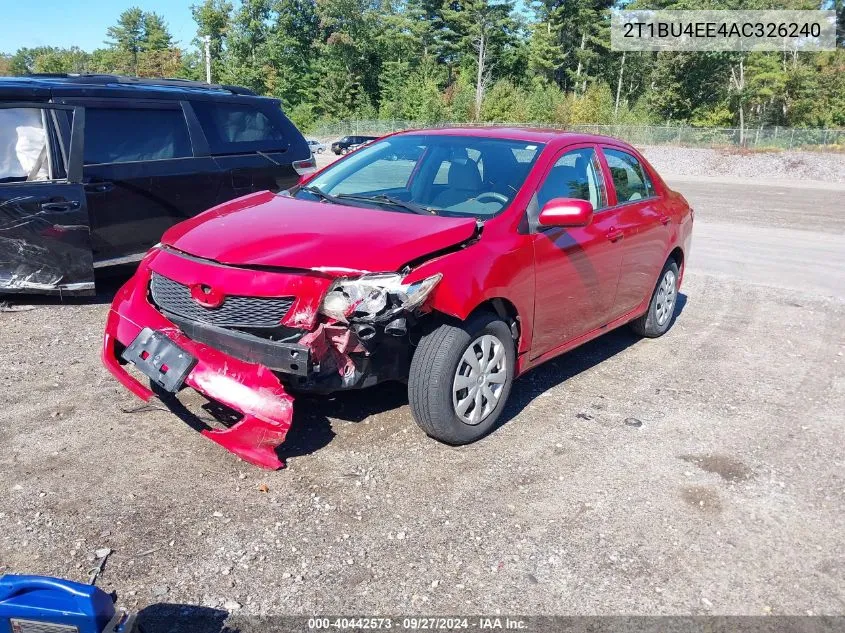 2010 Toyota Corolla Le VIN: 2T1BU4EE4AC326240 Lot: 40442573