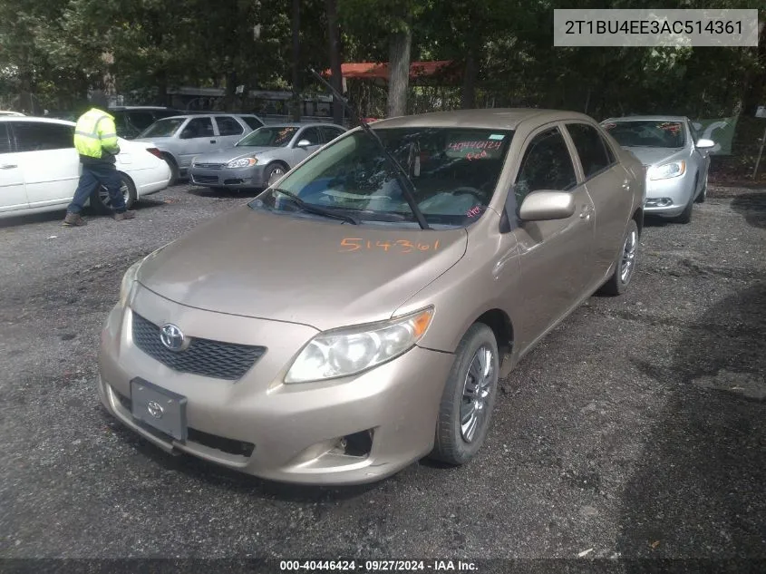 2010 Toyota Corolla Le VIN: 2T1BU4EE3AC514361 Lot: 40446424