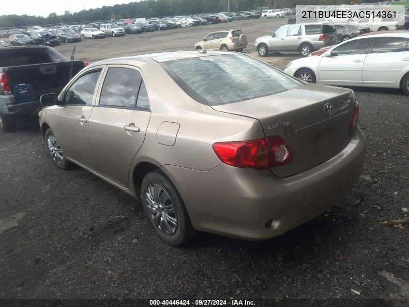 2010 Toyota Corolla Le VIN: 2T1BU4EE3AC514361 Lot: 40446424