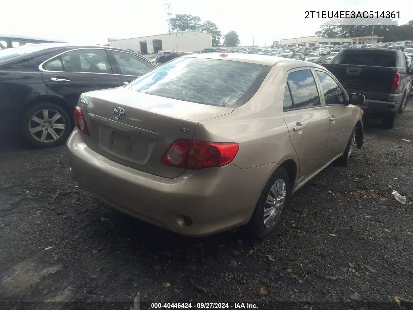 2010 Toyota Corolla Le VIN: 2T1BU4EE3AC514361 Lot: 40446424