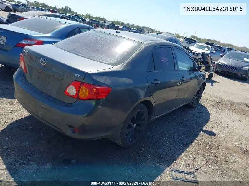 2010 Toyota Corolla Le VIN: 1NXBU4EE5AZ318016 Lot: 40463177