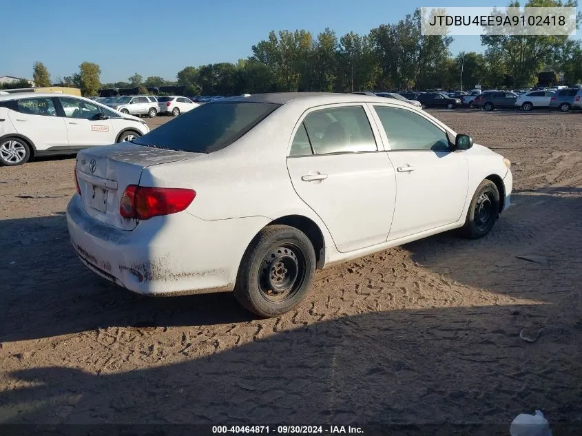 2010 Toyota Corolla S/Le/Xle VIN: JTDBU4EE9A9102418 Lot: 40464871