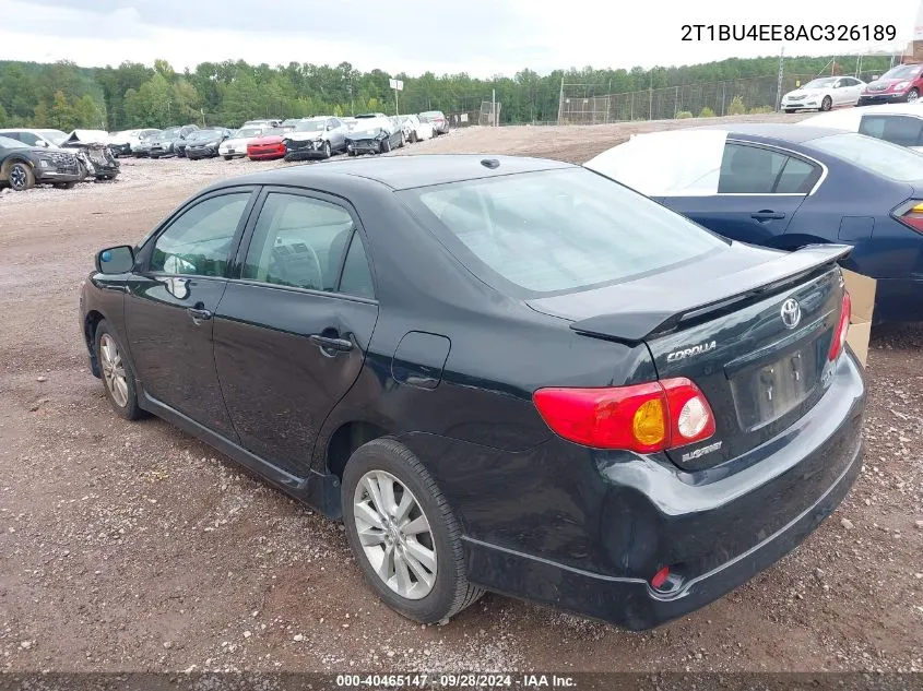 2010 Toyota Corolla S VIN: 2T1BU4EE8AC326189 Lot: 40465147