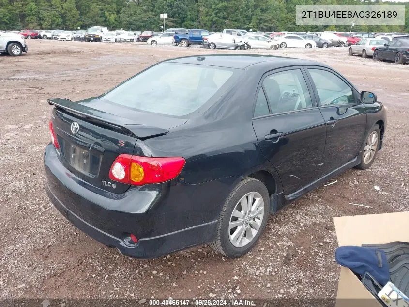 2010 Toyota Corolla S VIN: 2T1BU4EE8AC326189 Lot: 40465147