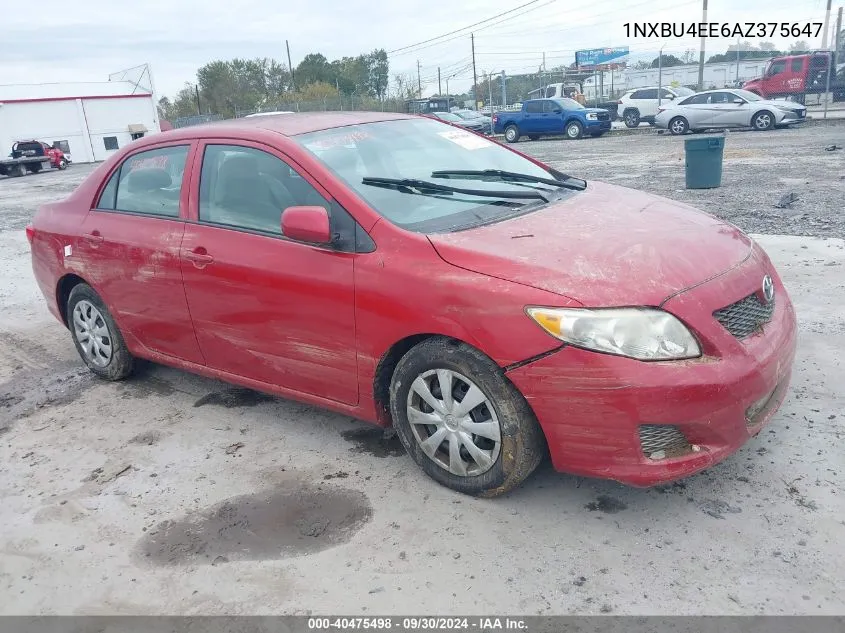 2010 Toyota Corolla Le VIN: 1NXBU4EE6AZ375647 Lot: 40475498