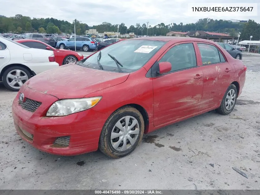 2010 Toyota Corolla Le VIN: 1NXBU4EE6AZ375647 Lot: 40475498