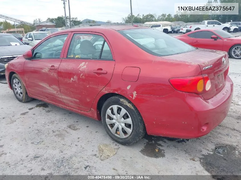 2010 Toyota Corolla Le VIN: 1NXBU4EE6AZ375647 Lot: 40475498