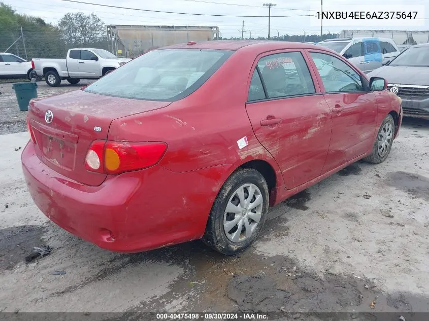 2010 Toyota Corolla Le VIN: 1NXBU4EE6AZ375647 Lot: 40475498