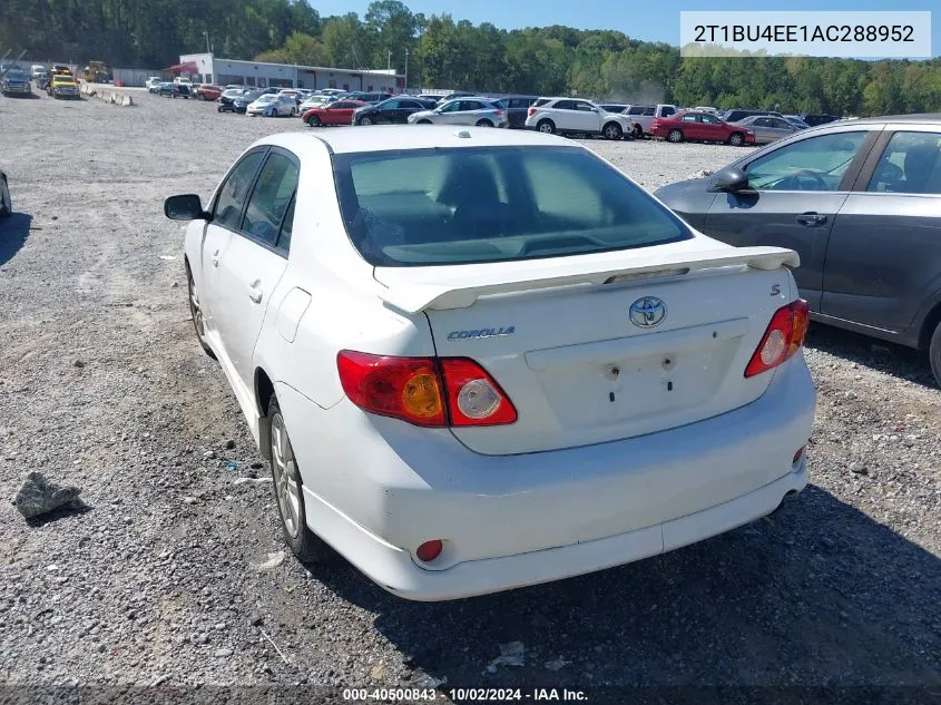 2010 Toyota Corolla S VIN: 2T1BU4EE1AC288952 Lot: 40500843