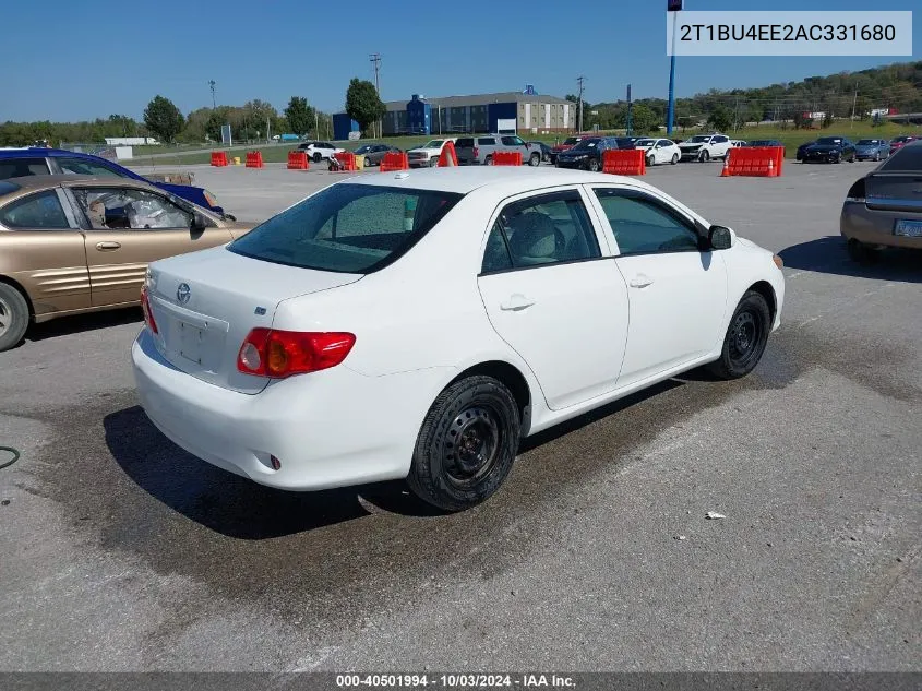 2010 Toyota Corolla Le VIN: 2T1BU4EE2AC331680 Lot: 40501994