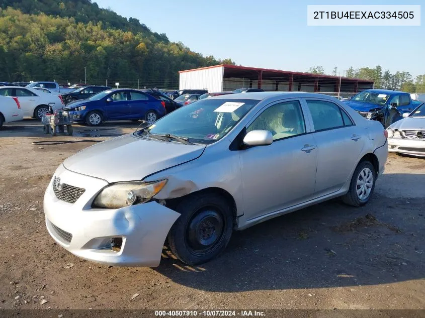 2010 Toyota Corolla Le VIN: 2T1BU4EEXAC334505 Lot: 40507910