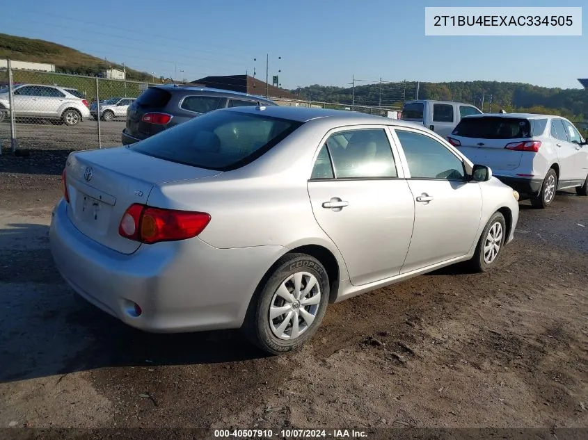 2010 Toyota Corolla Le VIN: 2T1BU4EEXAC334505 Lot: 40507910