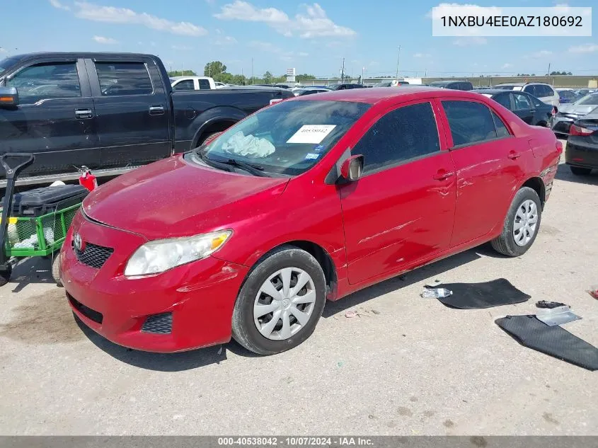 2010 Toyota Corolla Le VIN: 1NXBU4EE0AZ180692 Lot: 40538042