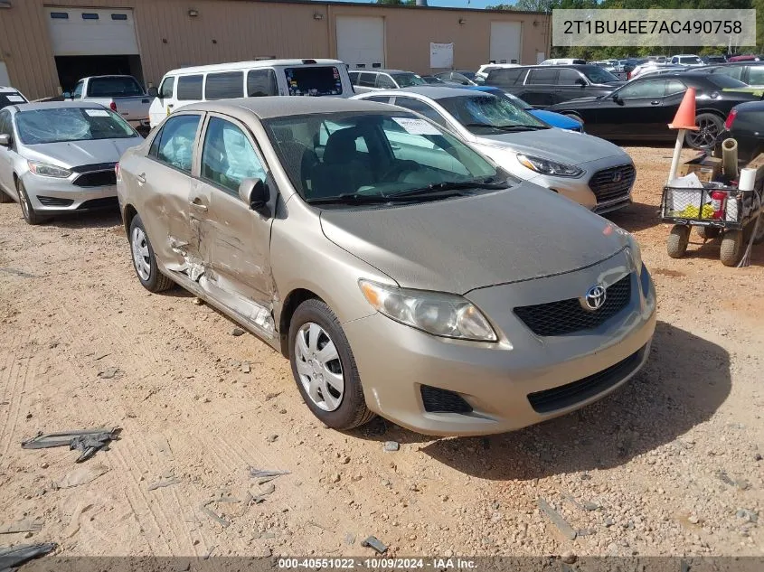 2010 Toyota Corolla S/Le/Xle VIN: 2T1BU4EE7AC490758 Lot: 40551022