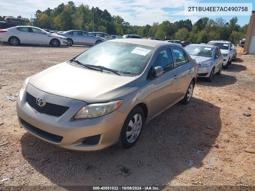 2010 Toyota Corolla S/Le/Xle VIN: 2T1BU4EE7AC490758 Lot: 40551022