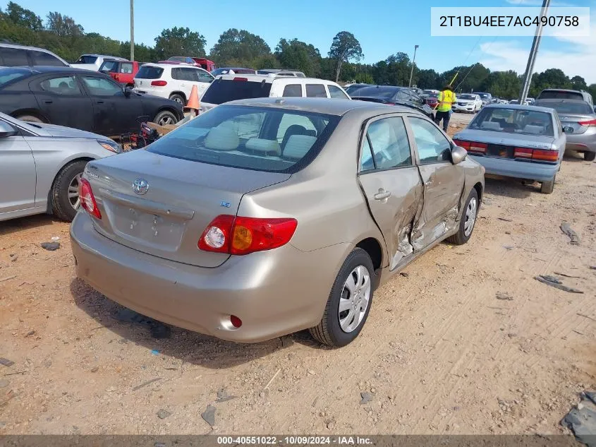 2010 Toyota Corolla S/Le/Xle VIN: 2T1BU4EE7AC490758 Lot: 40551022