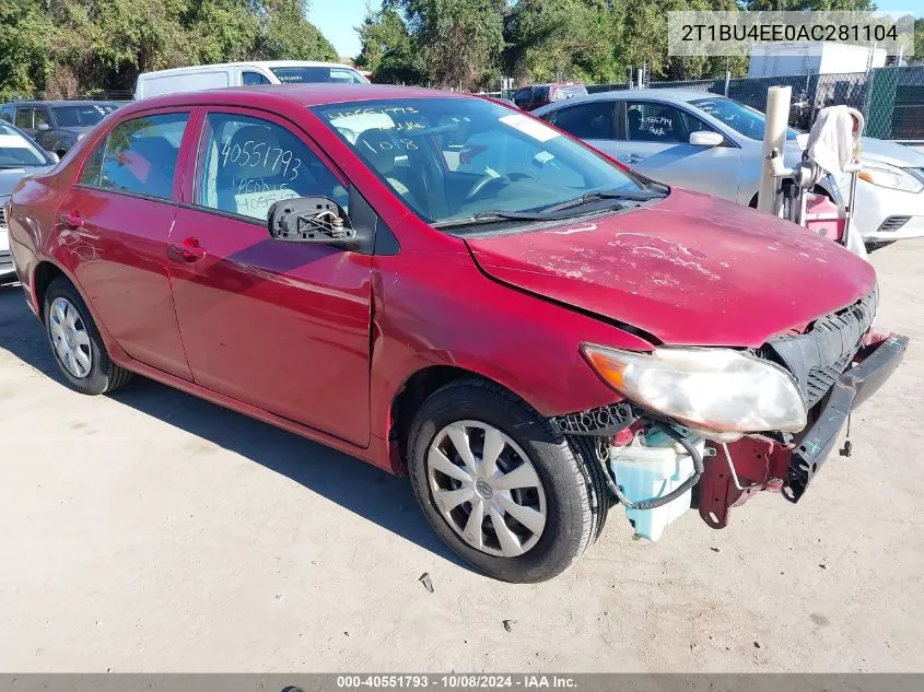 2010 Toyota Corolla Le VIN: 2T1BU4EE0AC281104 Lot: 40551793