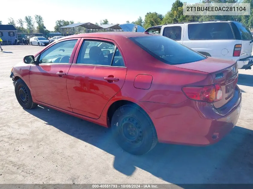 2010 Toyota Corolla Le VIN: 2T1BU4EE0AC281104 Lot: 40551793