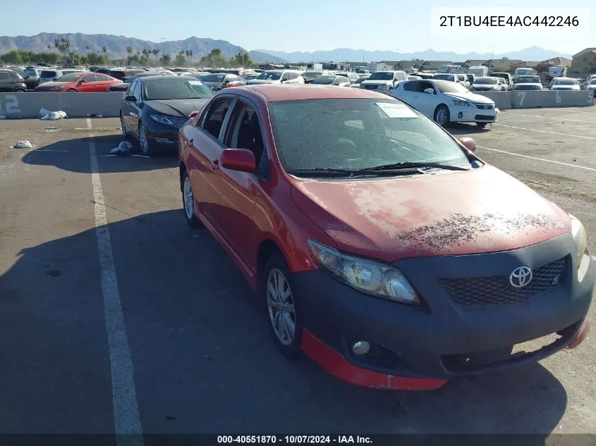 2010 Toyota Corolla S VIN: 2T1BU4EE4AC442246 Lot: 40551870