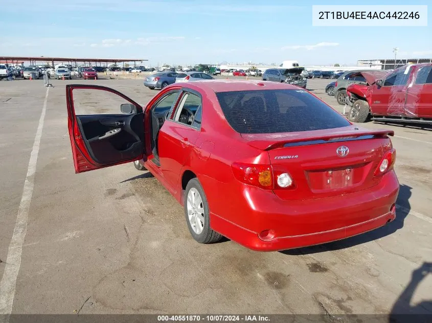 2010 Toyota Corolla S VIN: 2T1BU4EE4AC442246 Lot: 40551870