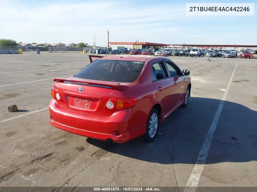 2010 Toyota Corolla S VIN: 2T1BU4EE4AC442246 Lot: 40551870