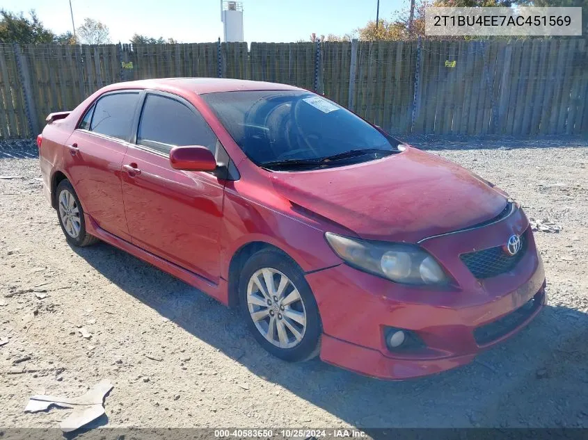 2010 Toyota Corolla S VIN: 2T1BU4EE7AC451569 Lot: 40583650