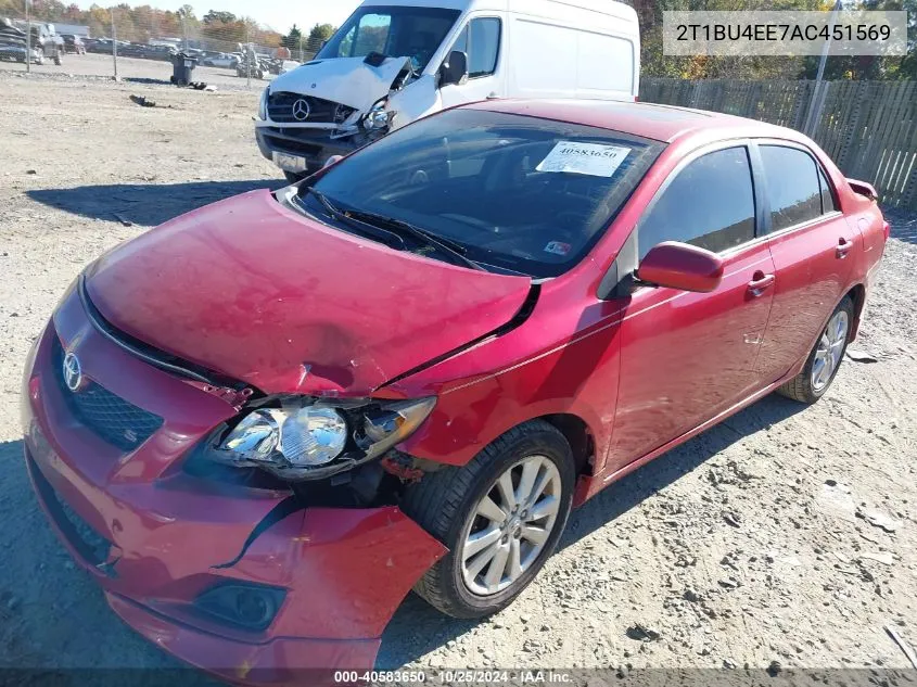 2010 Toyota Corolla S VIN: 2T1BU4EE7AC451569 Lot: 40583650