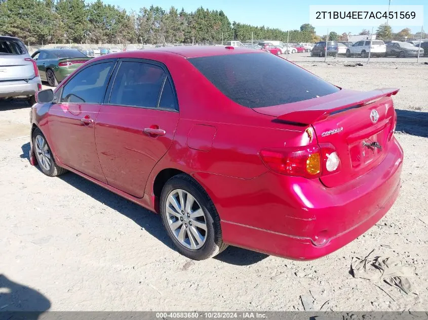 2010 Toyota Corolla S VIN: 2T1BU4EE7AC451569 Lot: 40583650