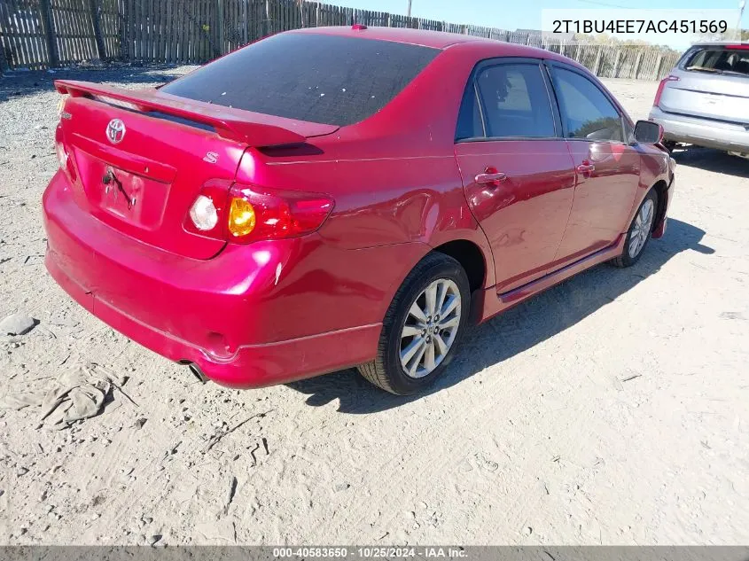 2010 Toyota Corolla S VIN: 2T1BU4EE7AC451569 Lot: 40583650