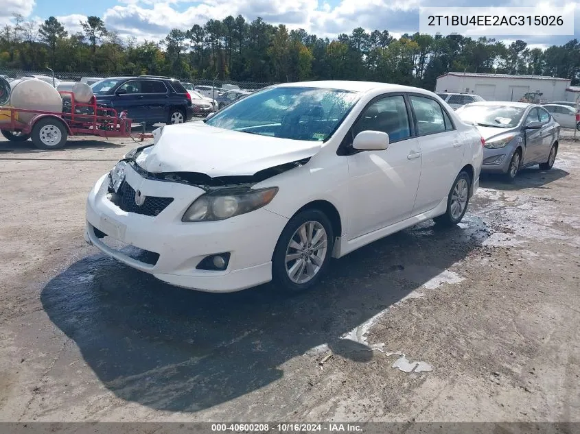 2010 Toyota Corolla S VIN: 2T1BU4EE2AC315026 Lot: 40600208