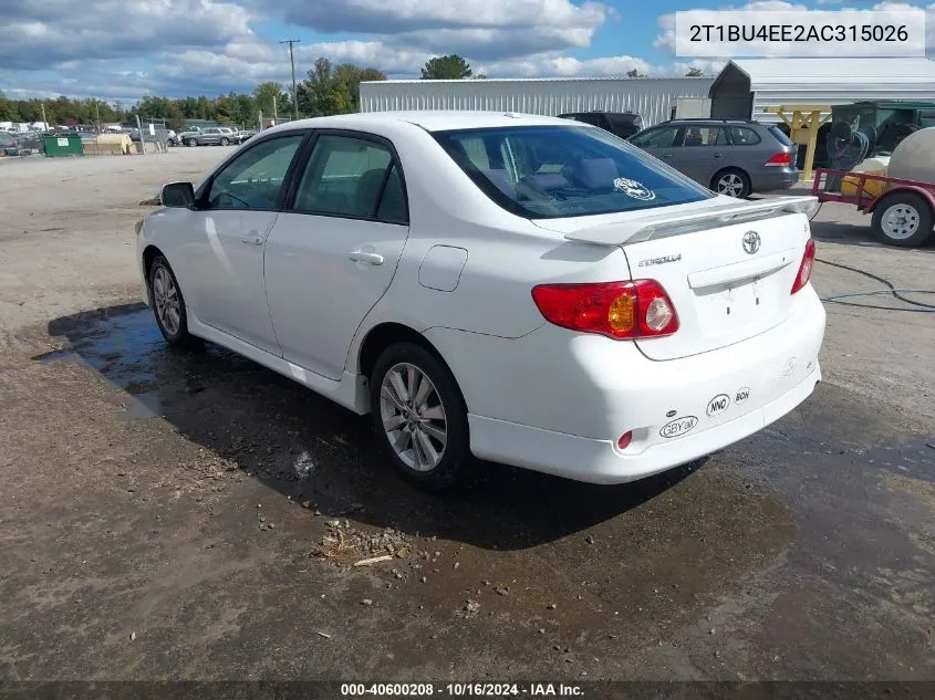 2010 Toyota Corolla S VIN: 2T1BU4EE2AC315026 Lot: 40600208