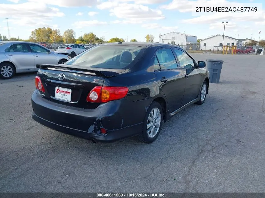 2010 Toyota Corolla S VIN: 2T1BU4EE2AC487749 Lot: 40611569