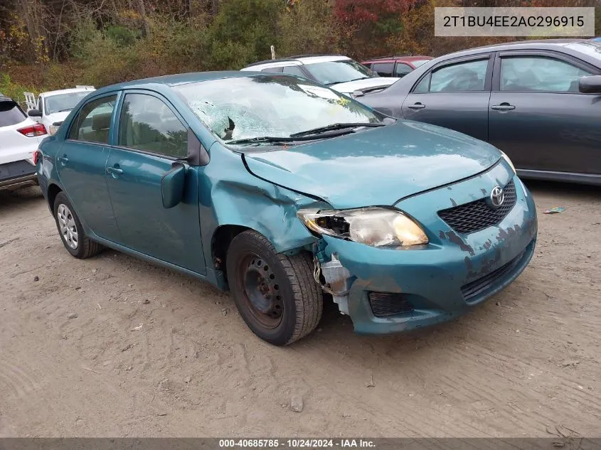 2010 Toyota Corolla Le VIN: 2T1BU4EE2AC296915 Lot: 40685785