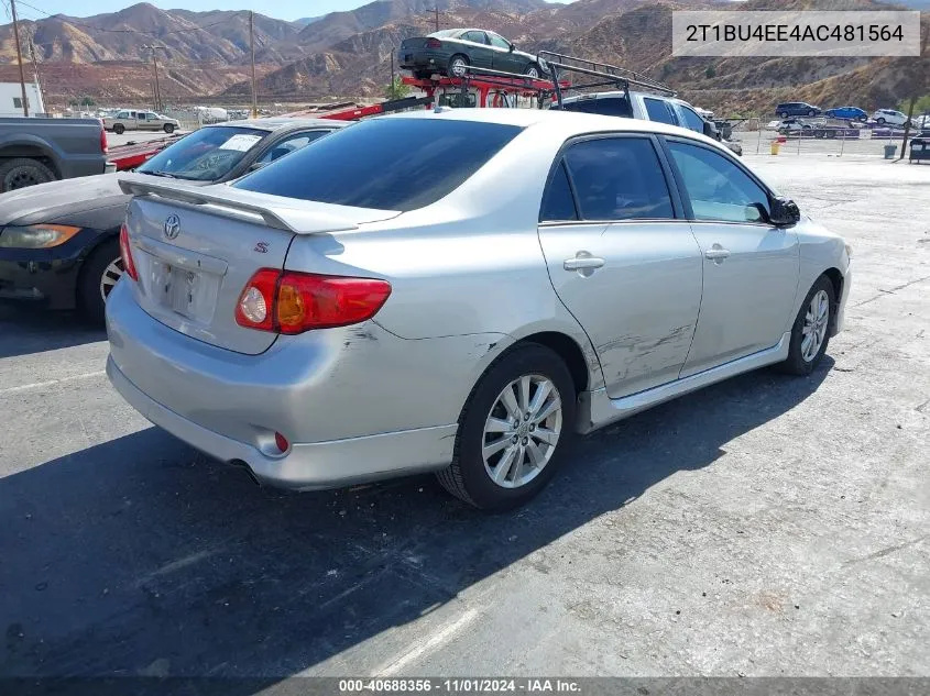 2010 Toyota Corolla S VIN: 2T1BU4EE4AC481564 Lot: 40688356