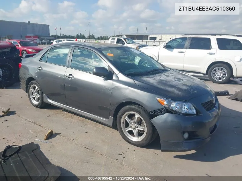 2010 Toyota Corolla S VIN: 2T1BU4EE3AC510360 Lot: 40705542