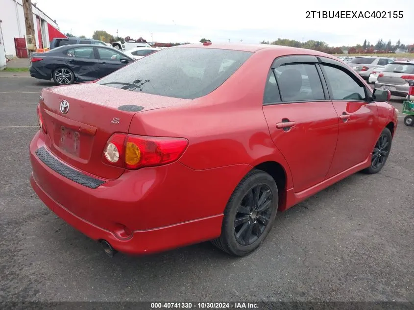 2010 Toyota Corolla S VIN: 2T1BU4EEXAC402155 Lot: 40741330