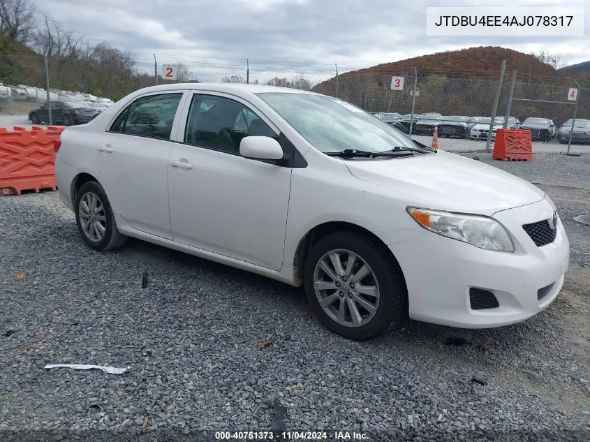 2010 Toyota Corolla Le VIN: JTDBU4EE4AJ078317 Lot: 40751373