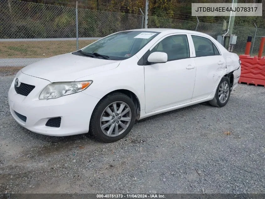 2010 Toyota Corolla Le VIN: JTDBU4EE4AJ078317 Lot: 40751373