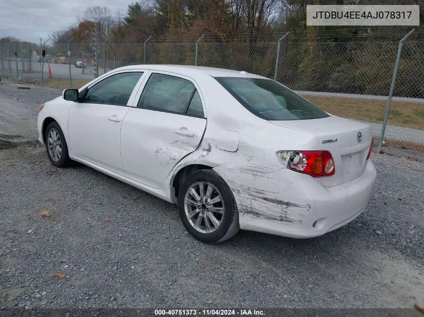 2010 Toyota Corolla Le VIN: JTDBU4EE4AJ078317 Lot: 40751373