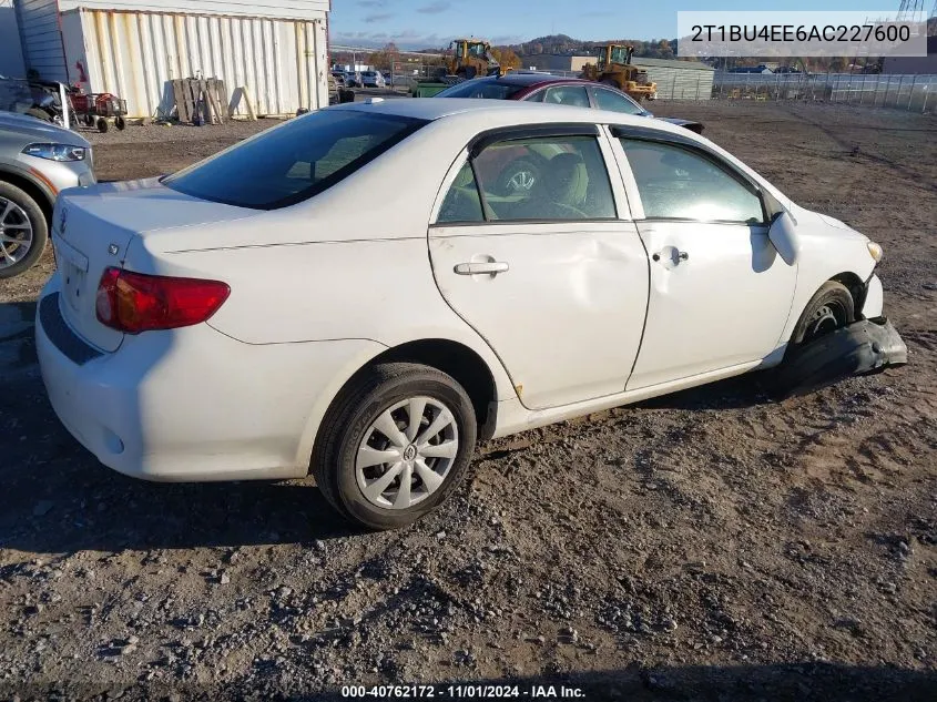 2010 Toyota Corolla Le VIN: 2T1BU4EE6AC227600 Lot: 40762172