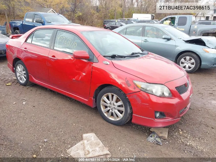 2010 Toyota Corolla S VIN: 2T1BU4EE7AC398615 Lot: 40768110