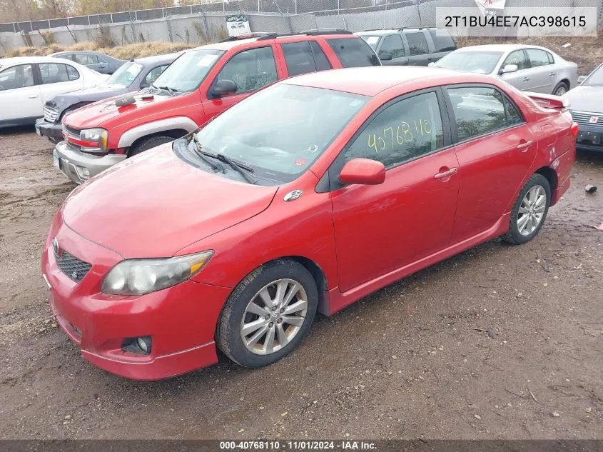 2010 Toyota Corolla S VIN: 2T1BU4EE7AC398615 Lot: 40768110