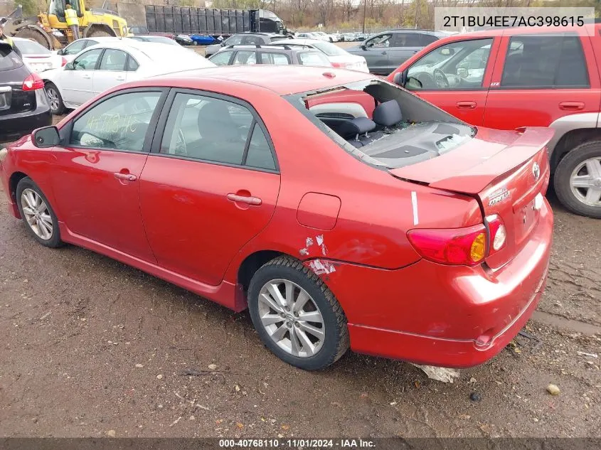 2010 Toyota Corolla S VIN: 2T1BU4EE7AC398615 Lot: 40768110