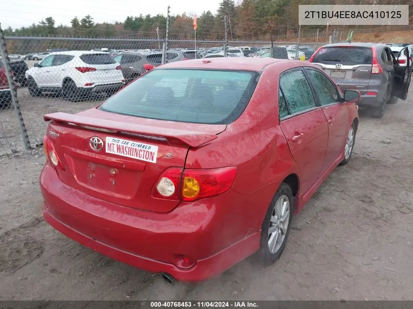 2010 Toyota Corolla S VIN: 2T1BU4EE8AC410125 Lot: 40768453