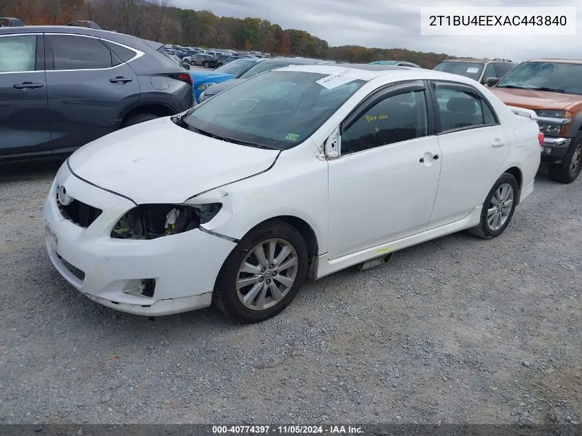 2010 Toyota Corolla S VIN: 2T1BU4EEXAC443840 Lot: 40774397