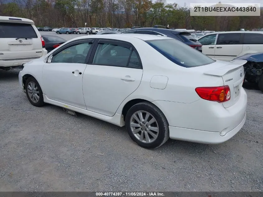 2010 Toyota Corolla S VIN: 2T1BU4EEXAC443840 Lot: 40774397