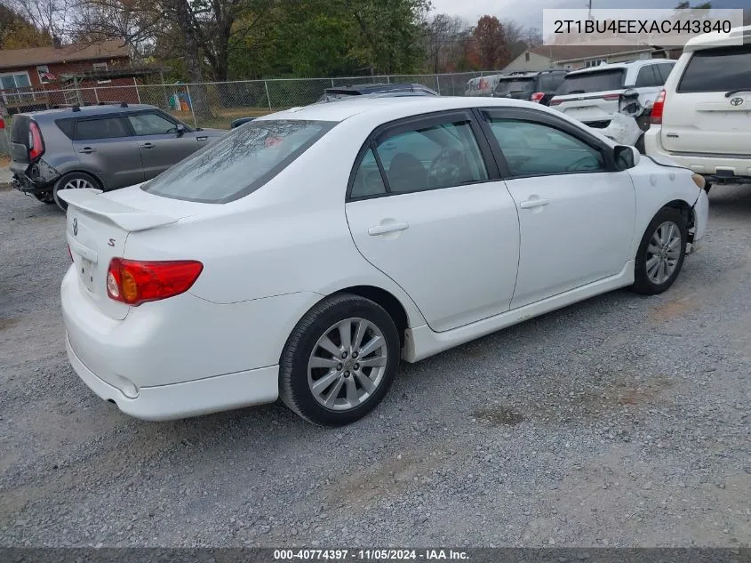 2010 Toyota Corolla S VIN: 2T1BU4EEXAC443840 Lot: 40774397