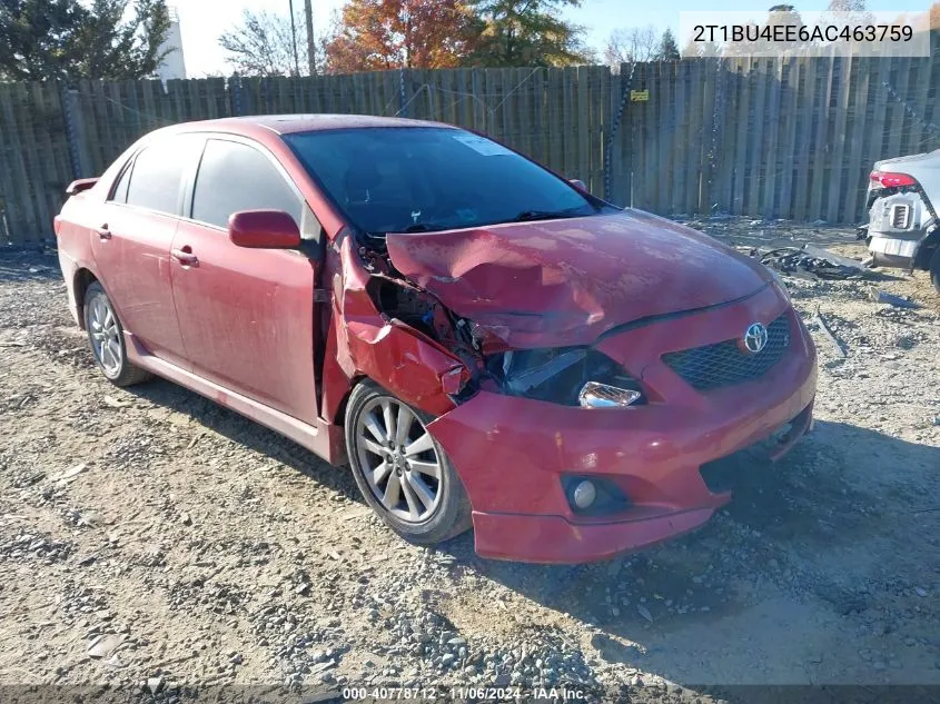 2010 Toyota Corolla S VIN: 2T1BU4EE6AC463759 Lot: 40778712