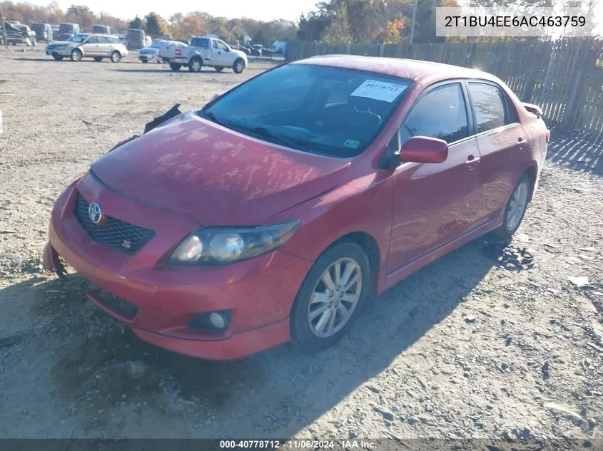 2010 Toyota Corolla S VIN: 2T1BU4EE6AC463759 Lot: 40778712