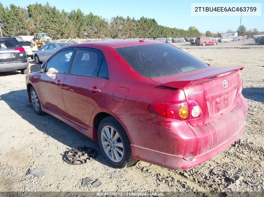 2010 Toyota Corolla S VIN: 2T1BU4EE6AC463759 Lot: 40778712